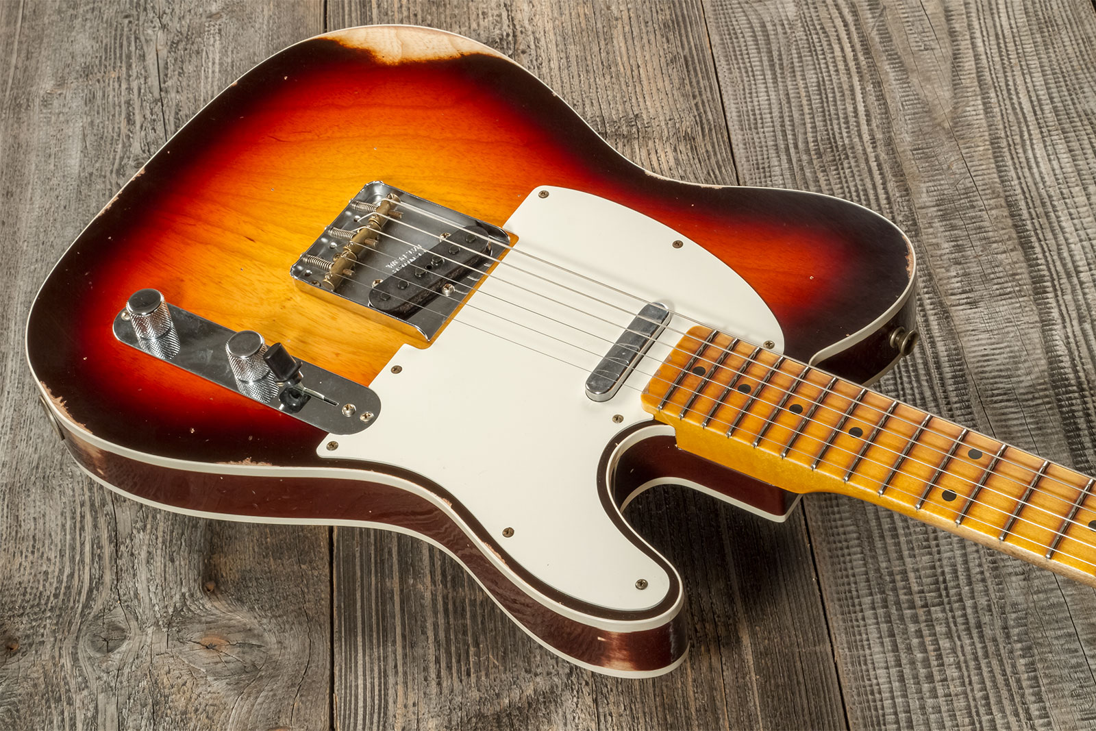 Fender Custom Shop Tele Custom 1959 2s Ht Mn #cz573750 - Relic Chocolate 3-color Sunburst - E-Gitarre in Teleform - Variation 2
