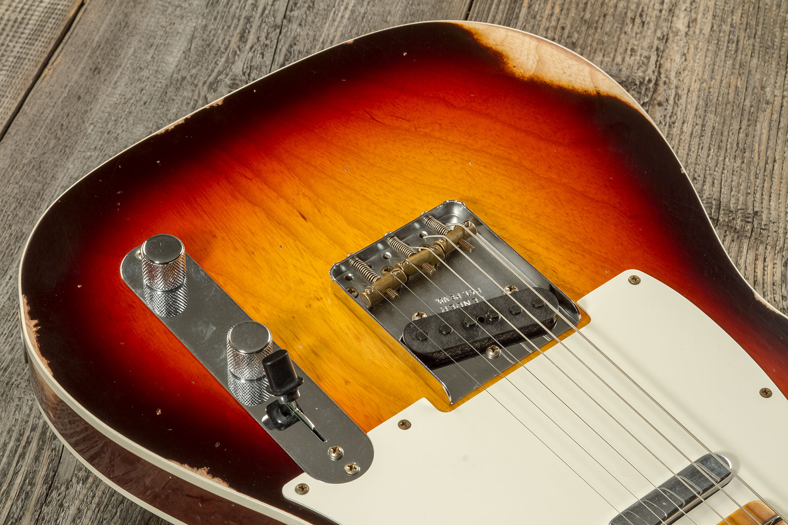 Fender Custom Shop Tele Custom 1959 2s Ht Mn #cz573750 - Relic Chocolate 3-color Sunburst - E-Gitarre in Teleform - Variation 3