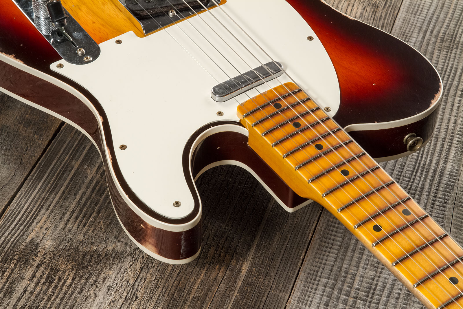 Fender Custom Shop Tele Custom 1959 2s Ht Mn #cz573750 - Relic Chocolate 3-color Sunburst - E-Gitarre in Teleform - Variation 4