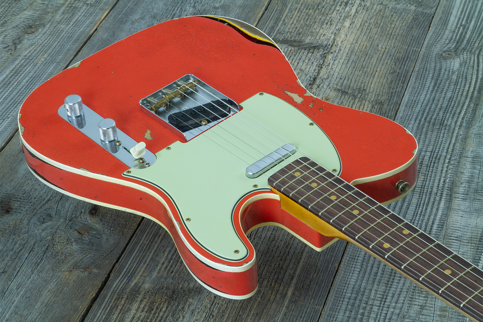 Fender Custom Shop Tele Custom 1960 2s Ht Rw #cz579562 - Heavy Relic Tahitian Coral O. 3-color Sunburst - E-Gitarre in Teleform - Variation 3