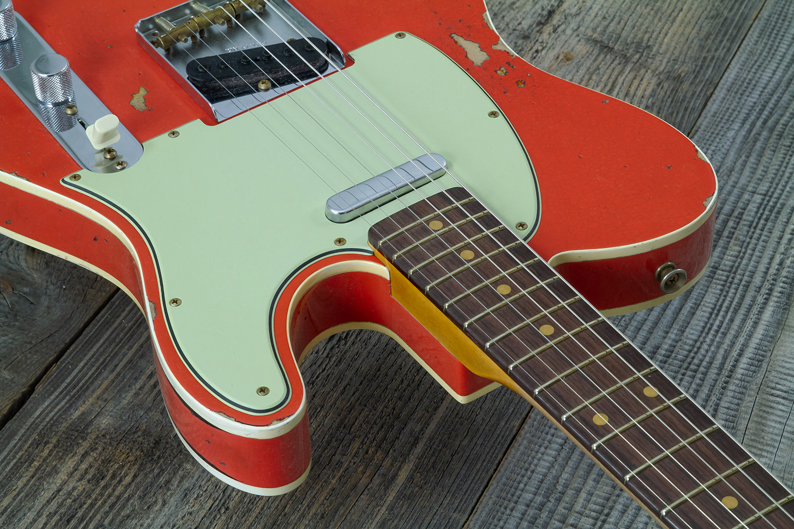 Fender Custom Shop Tele Custom 1960 2s Ht Rw #cz579562 - Heavy Relic Tahitian Coral O. 3-color Sunburst - E-Gitarre in Teleform - Variation 6