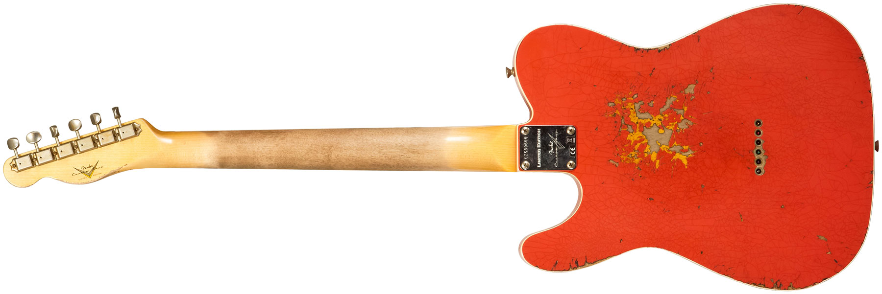 Fender Custom Shop Tele Custom 1960 2s Ht Rw - Heavy Relic Tahitian Coral O. 3-color Sunburst - E-Gitarre in Teleform - Variation 1