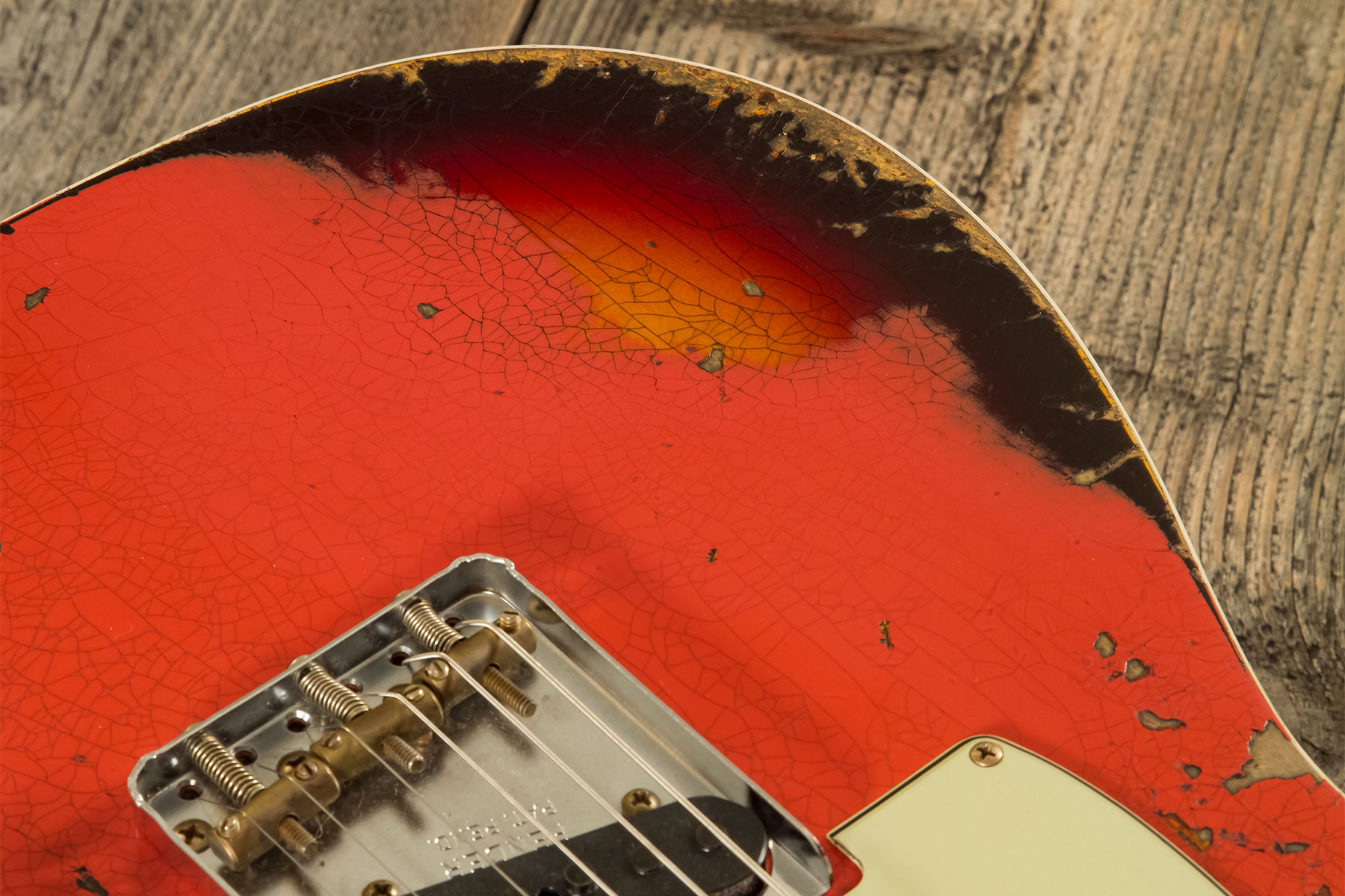Fender Custom Shop Tele Custom 1960 2s Ht Rw - Heavy Relic Tahitian Coral O. 3-color Sunburst - E-Gitarre in Teleform - Variation 4