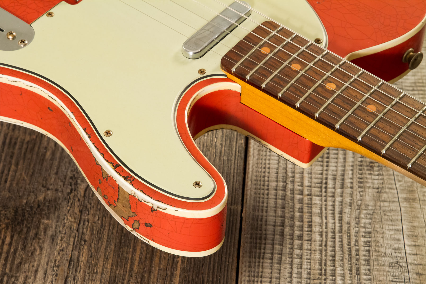 Fender Custom Shop Tele Custom 1960 2s Ht Rw - Heavy Relic Tahitian Coral O. 3-color Sunburst - E-Gitarre in Teleform - Variation 5