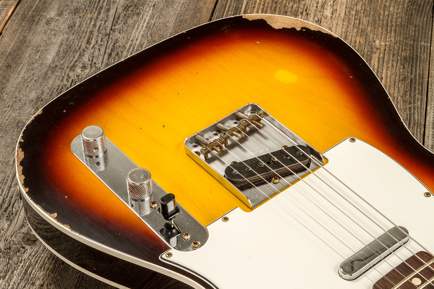 Fender Custom Shop Tele Custom 1960 2s Ht Rw #r136254 - Relic Chocolate 3-color Sunburst - E-Gitarre in Teleform - Variation 3