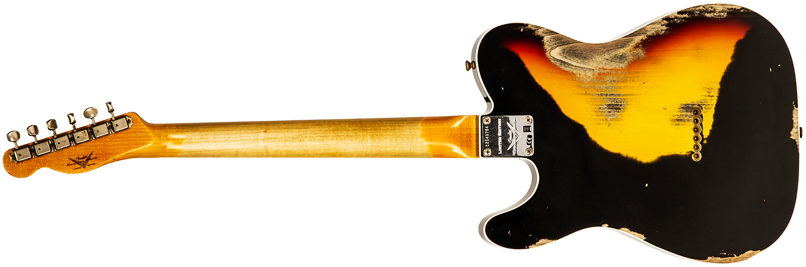 Fender Custom Shop Tele Custom 1960 Sh Ltd Hs Ht Rw #cz549784 - Heavy Relic Black Over 3-color Sunburst - E-Gitarre in Teleform - Variation 1