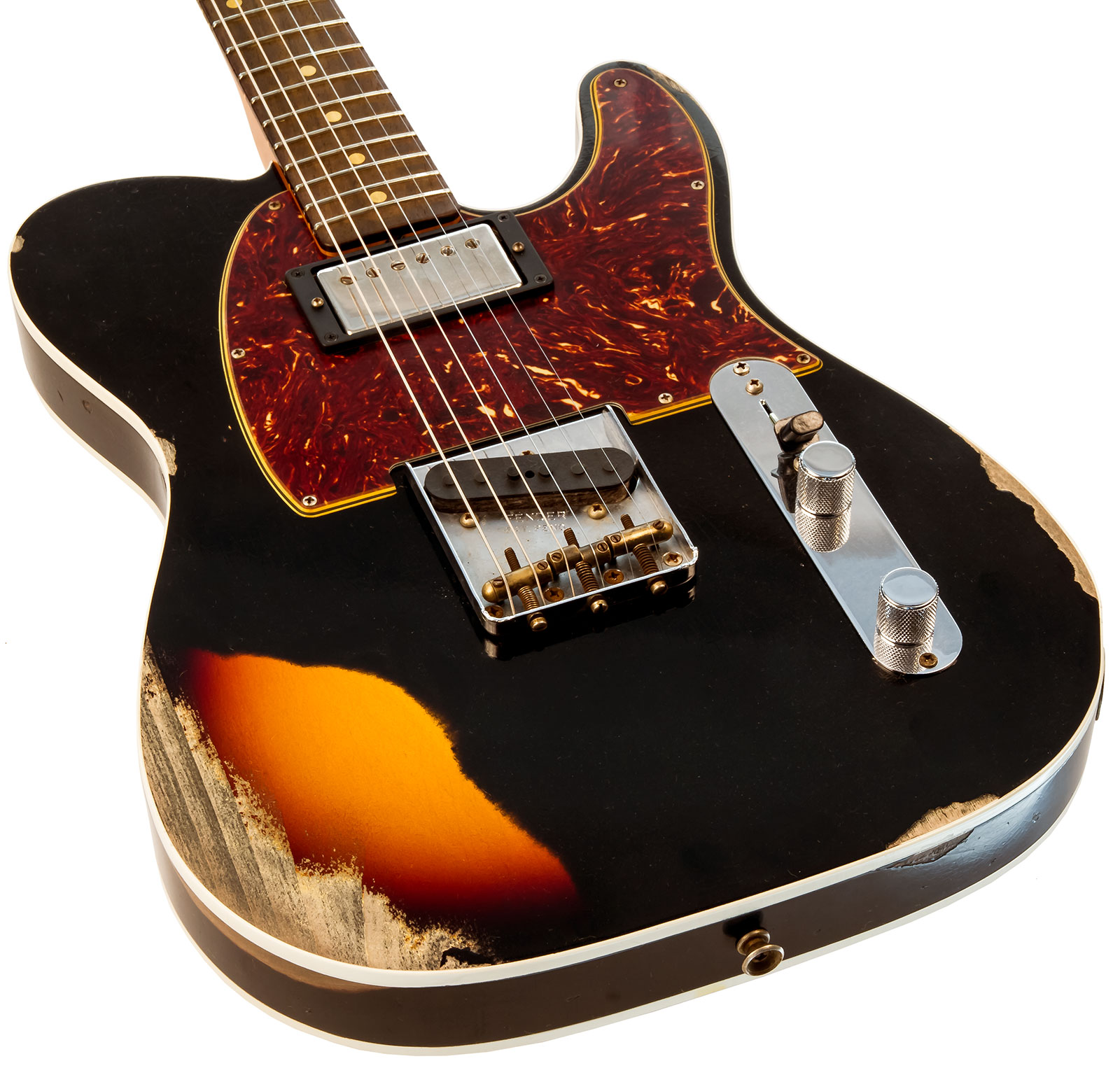 Fender Custom Shop Tele Custom 1960 Sh Ltd Hs Ht Rw #cz549784 - Heavy Relic Black Over 3-color Sunburst - E-Gitarre in Teleform - Variation 2