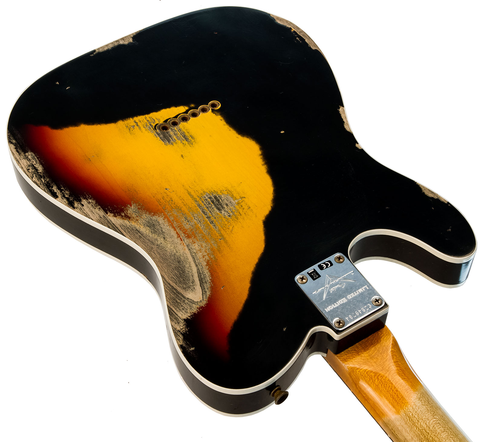 Fender Custom Shop Tele Custom 1960 Sh Ltd Hs Ht Rw #cz549784 - Heavy Relic Black Over 3-color Sunburst - E-Gitarre in Teleform - Variation 4