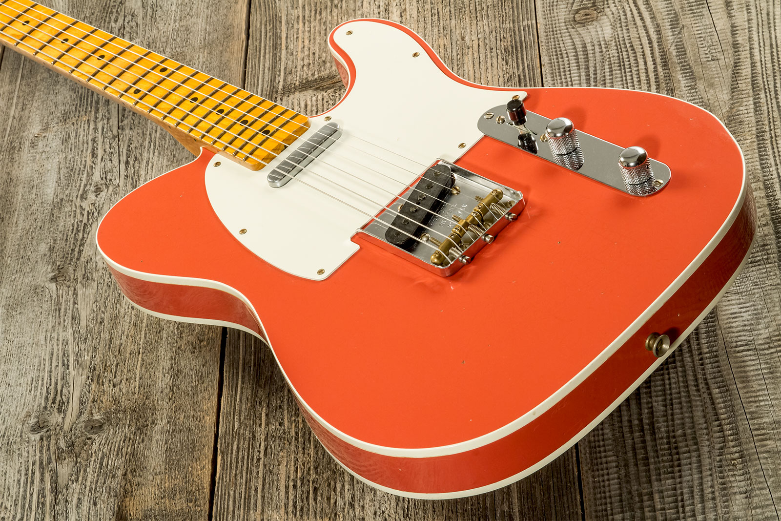 Fender Custom Shop Tele Custom 50s Twisted 2s Ht Mn #r131746 - Journeyman Relic Tahitian Coral - E-Gitarre in Teleform - Variation 2