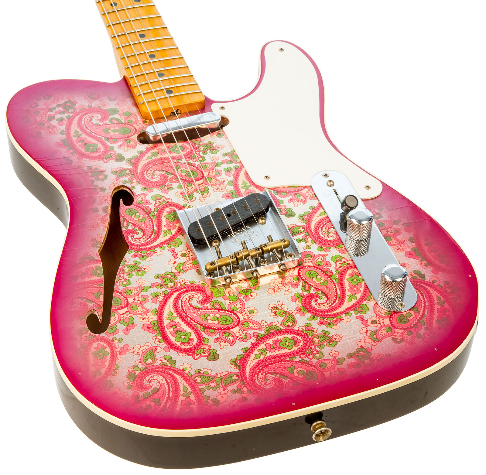 Fender Custom Shop Double Esquire/tele Custom 2s Ht Mn #r97434 - Journeyman Relic Aged Pink Paisley - Semi-Hollow E-Gitarre - Variation 2