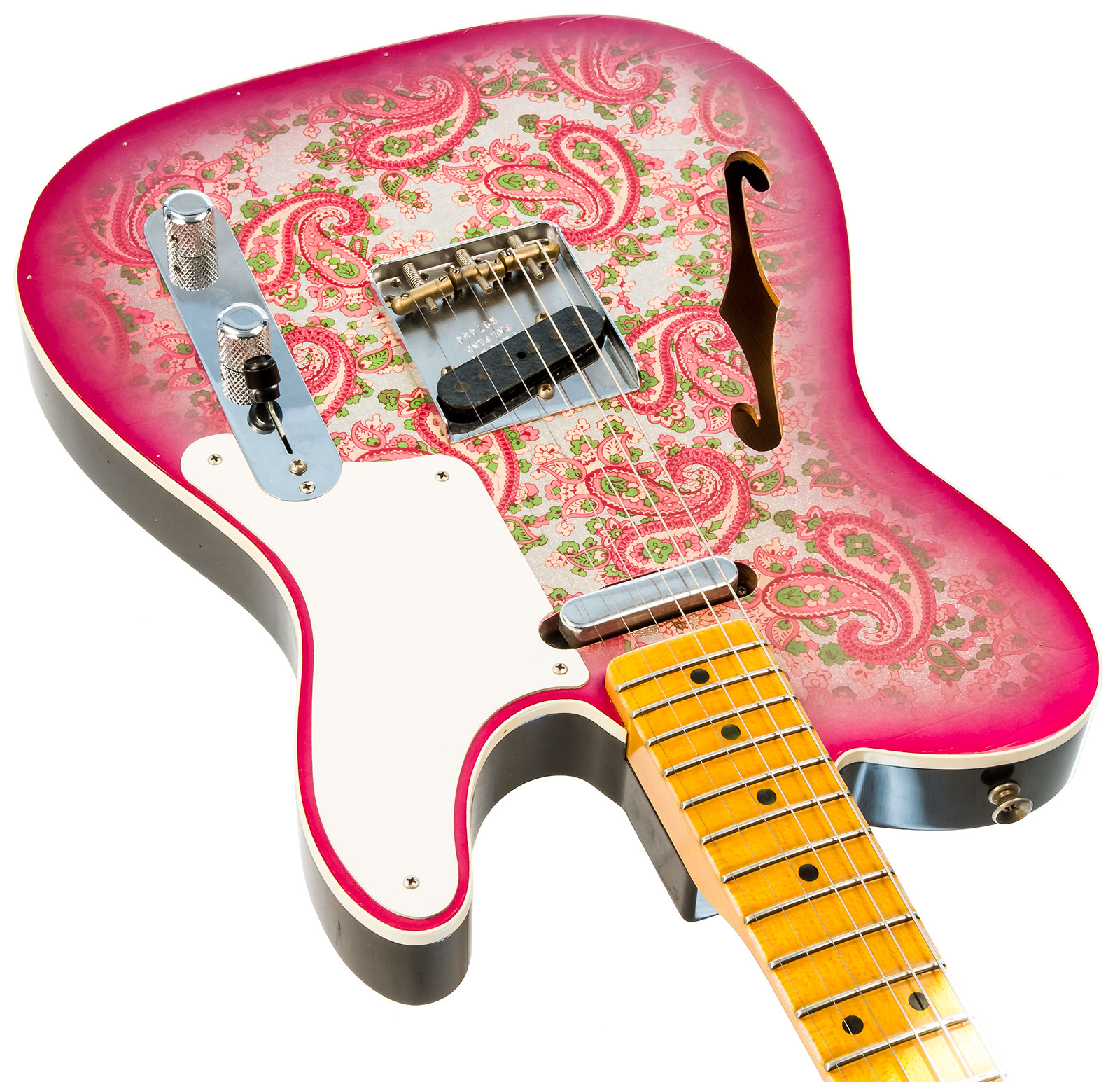 Fender Custom Shop Double Esquire/tele Custom 2s Ht Mn #r97434 - Journeyman Relic Aged Pink Paisley - Semi-Hollow E-Gitarre - Variation 3