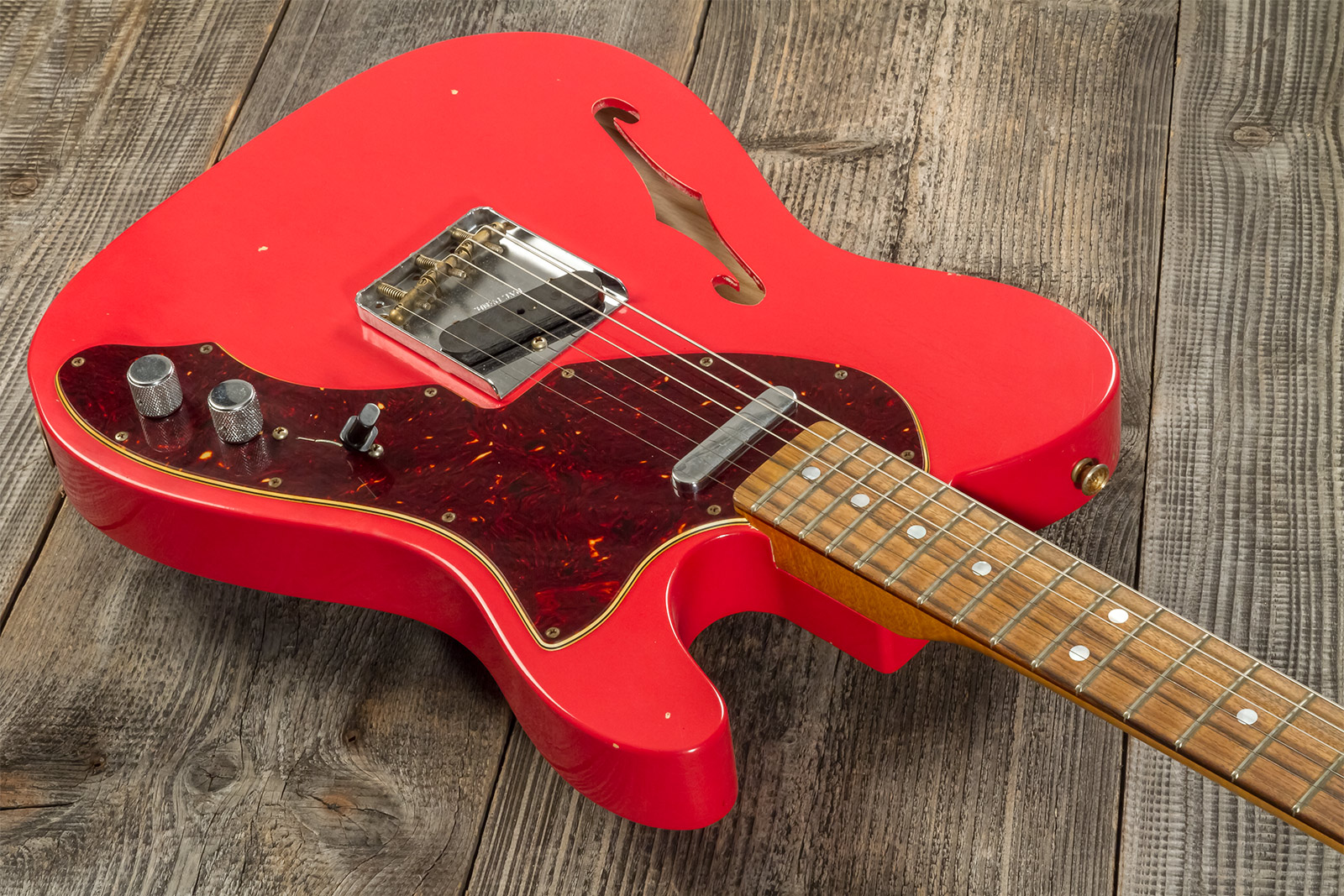 Fender Custom Shop Tele Thinline '60s Ltd 2s Ht Rw #cz544990 - Journeyman Relic Fiesta Red - Semi-Hollow E-Gitarre - Variation 7