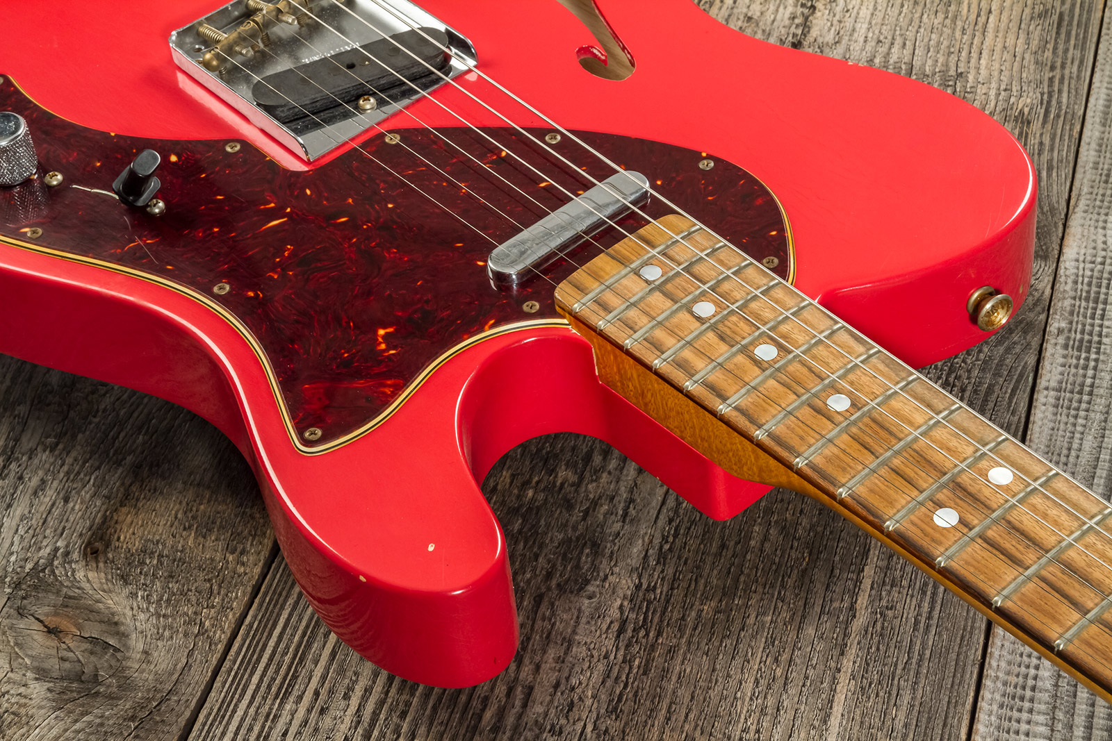 Fender Custom Shop Tele Thinline '60s Ltd 2s Ht Rw #cz544990 - Journeyman Relic Fiesta Red - Semi-Hollow E-Gitarre - Variation 8