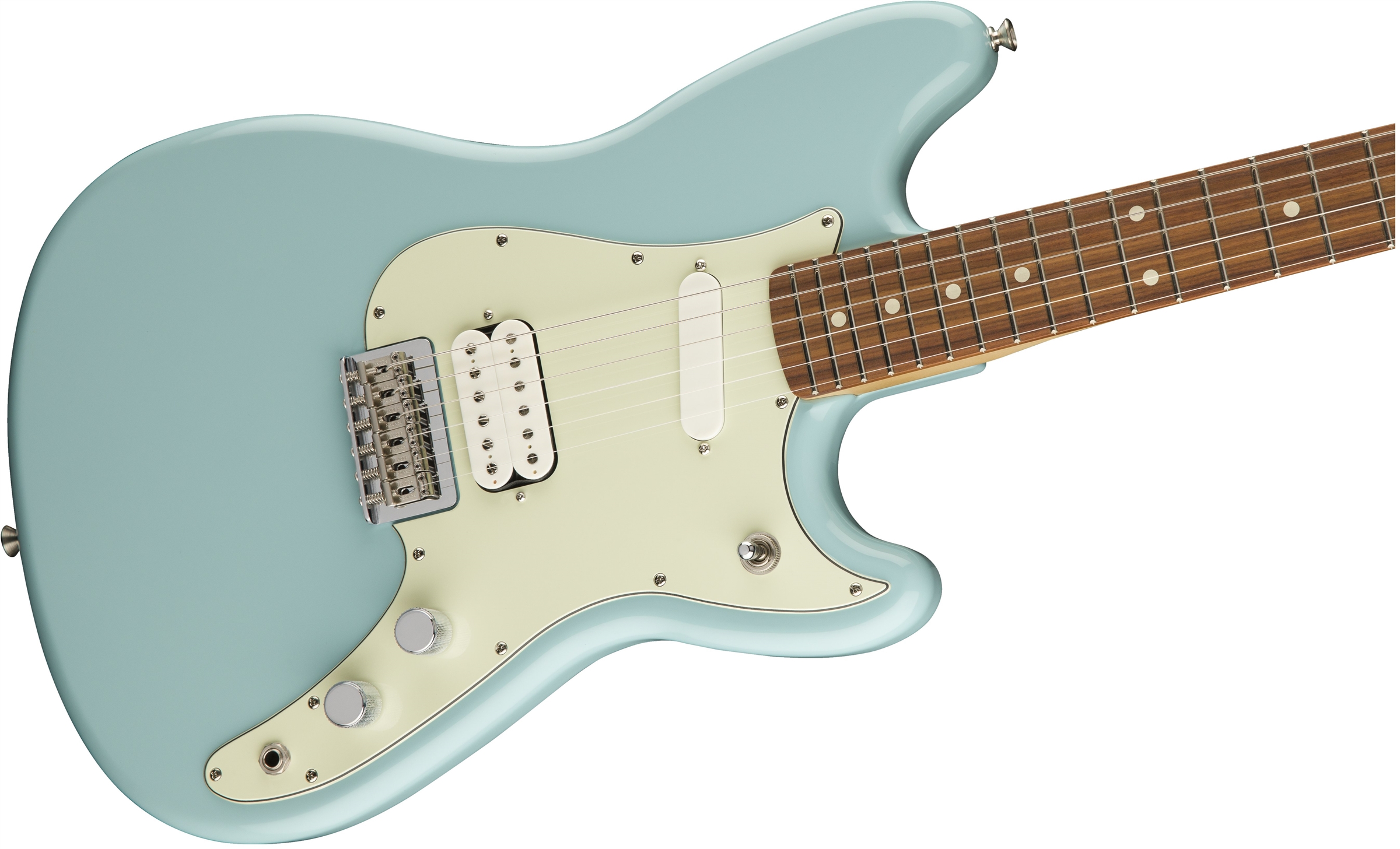 Fender Duo-sonic Hs Offset Mex Pf Diapason Court - Daphne Blue - Retro-Rock-E-Gitarre - Variation 2