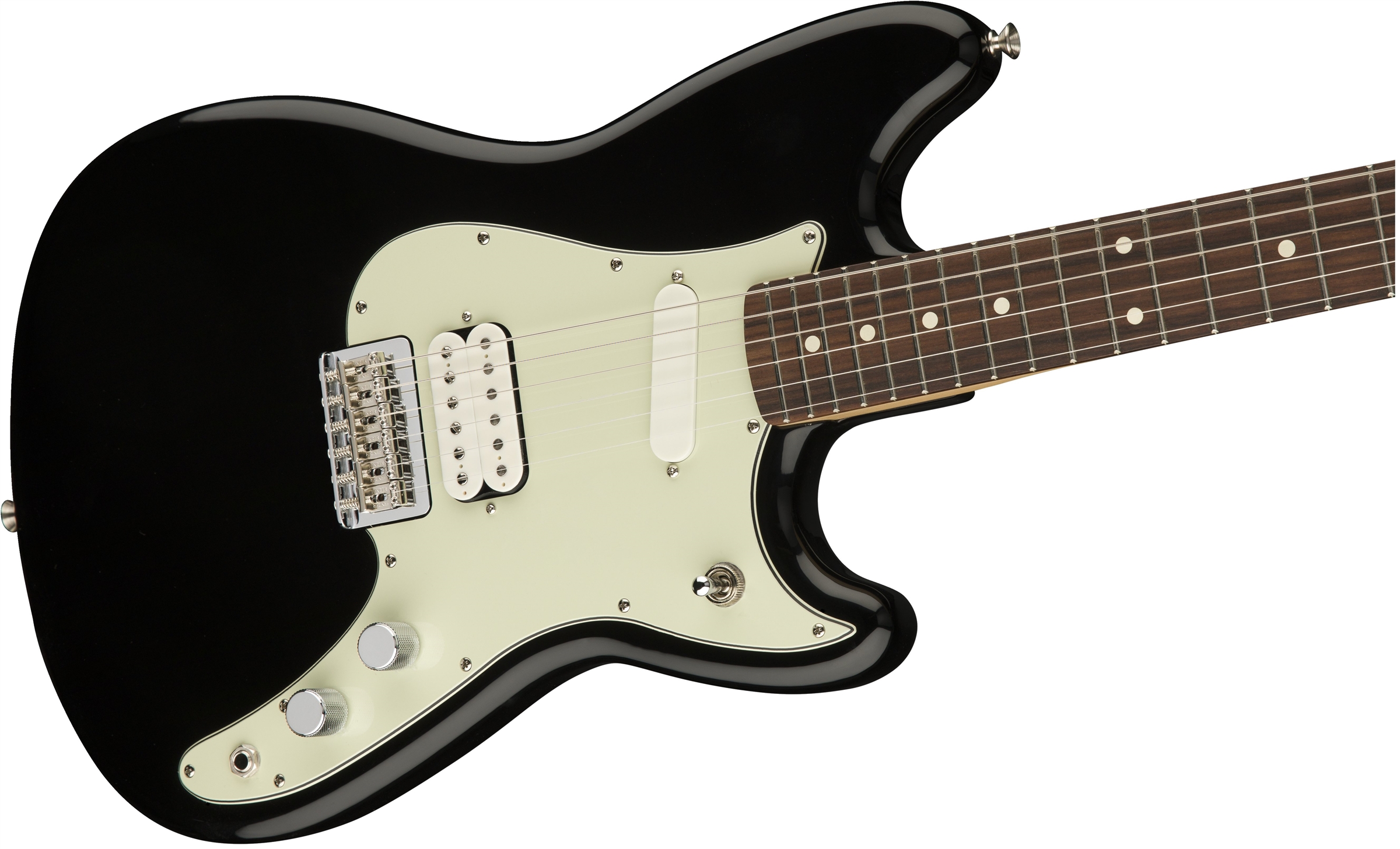 Fender Duo-sonic Hs Offset Mex Pf Diapason Court - Black - Retro-Rock-E-Gitarre - Variation 2