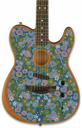 Folk-gitarre Fender American Acoustasonic Telecaster FSR Ltd (USA) - Blue flower