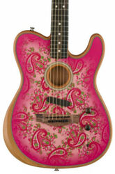 Folk-gitarre Fender American Acoustasonic Telecaster FSR Ltd (USA) - Pink paisley