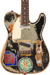 Signature-e-gitarre Fender Custom Shop Joe Strummer Telecaster Masterbuilt Paul Waller Ltd - Super Heavy Relic Black o. 3-Color Sunburst