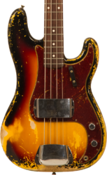 Solidbody e-bass Fender Custom Shop 1962 Precision Bass Masterbuilt Denis Galuszka #R119482 - Heavy relic 3-color sunburst
