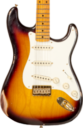 E-gitarre in str-form Fender Custom Shop 1956 Stratocaster Hardtail Gold Hardware #CZ565119 - Relic faded 2-color sunburst