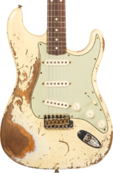 E-gitarre in str-form Fender Custom Shop Dual-Mag II Stratocaster #CZ563967 - Super heavy relic vintage white