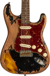 E-gitarre in str-form Fender Custom Shop 1960 Stratocaster Roasted #CZ581210 - Super Heavy Relic Black o. 2-Color Sunburst
