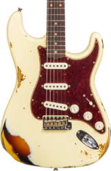 E-gitarre in str-form Fender Custom Shop Stratocaster 1961 #CZ563376 - Heavy relic vintage white/3-color sunburst