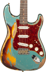 E-gitarre in str-form Fender Custom Shop 1961 Stratocaster Roasted #CZ573502 - Super heavy relic sherwood green metallic o. 3-cs
