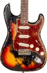 E-gitarre in str-form Fender Custom Shop 1961 Stratocaster #CZ576153 - Super heavy relic black o. 3-color sunburst