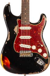 E-gitarre in str-form Fender Custom Shop 1961 Stratocaster #CZ580527 - Super heavy relic black o. 3-color sunburst