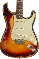 E-gitarre in str-form Fender Custom Shop 1961 Stratocaster Masterbuilt Dale Wilson #CZ552177 - Heavy Relic 3-Color Sunburst