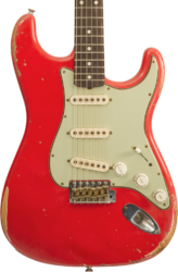 E-gitarre in str-form Fender Custom Shop Stratocaster 1961 Masterbuilt Kyle McMillin #R132221 - Relic Fiesta red