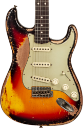 E-gitarre in str-form Fender Custom Shop Stratocaster 1961 Masterbuilt K.McMillin #R127893 - Ultimate relic 3-color sunburst