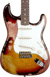 E-gitarre in str-form Fender Custom Shop 1963 Stratocaster #R136169 - Super heavy relic sparkle 3-color sunburst 