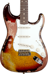 E-gitarre in str-form Fender Custom Shop 1963 Stratocaster #R136169 - Super Heavy Relic Sparkle 3-Color Sunburst 