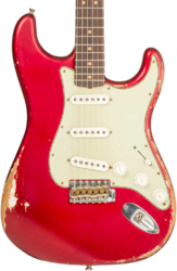 E-gitarre in str-form Fender Custom Shop Stratocaster 1964 Masterbuilt Paul Waller #R129130 - Heavy relic candy apple red