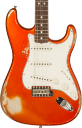 E-gitarre in str-form Fender Custom Shop 1969 Stratocaster #R132166 - Heavy relic candy tangerine