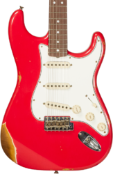 E-gitarre in str-form Fender Custom Shop Late 1964 Stratocaster #CZ568395 - Relic aged fiesta red