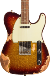 E-gitarre in teleform Fender Custom Shop 1963 Telecaster #R141275 - Heavy Relic Sparkle 3-Color Sunburst