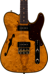 Semi-hollow e-gitarre Fender Custom Shop Artisan Dual P90 Maple Burl Tele - NOS Aged Natural