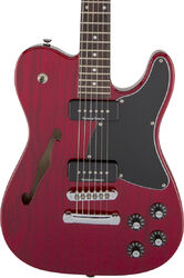 E-gitarre in teleform Fender Jim Adkins JA-90 Telecaster Thinline (MEX, LAU) - Crimson red transparent