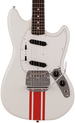 Retro-rock-e-gitarre Fender Made in Japan Traditional 60s Mustang - Olympic white w/ red competition stripe