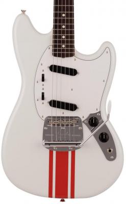 Solidbody e-gitarre Fender Made in Japan Traditional 60s Mustang - Olympic white w/ red competition stripe