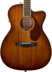 Folk-gitarre Fender PM-3CE Triple-0 All-Mahogany Paramount - Aged cognac burst