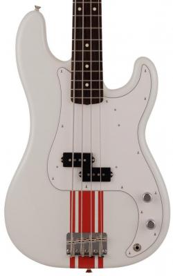 Solidbody e-bass Fender Made in Japan Traditional 60s Precision Bass - Olympic white w/ red competition stripe
