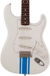 E-gitarre in str-form Fender Made in Japan Traditional 60s Stratocaster - Olympic white w/ blue competition stripe
