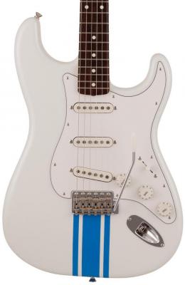 Solidbody e-gitarre Fender Made in Japan Traditional 60s Stratocaster - Olympic white w/ blue competition stripe