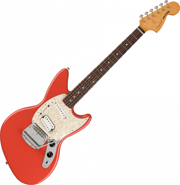 Solidbody e-gitarre Fender Jag-Stang Kurt Cobain - fiesta red