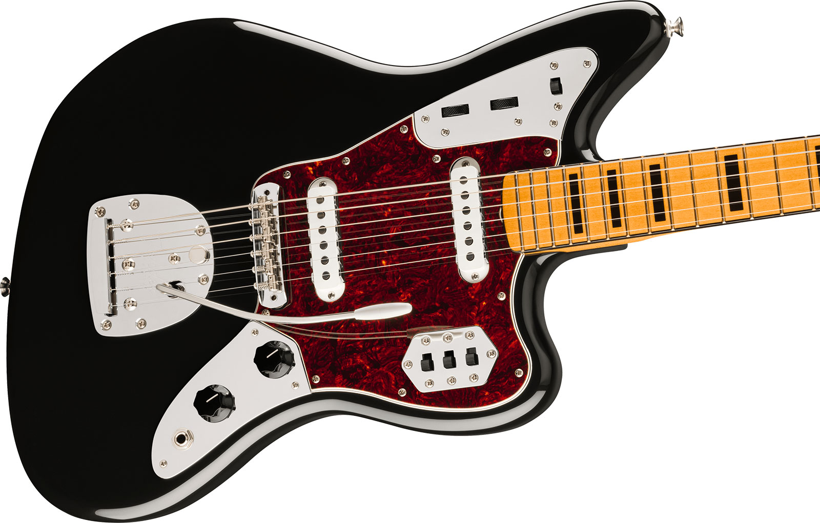Fender Jaguar 70s Vintera 2 Mex 2s Trem Mn - Black - Retro-Rock-E-Gitarre - Variation 2