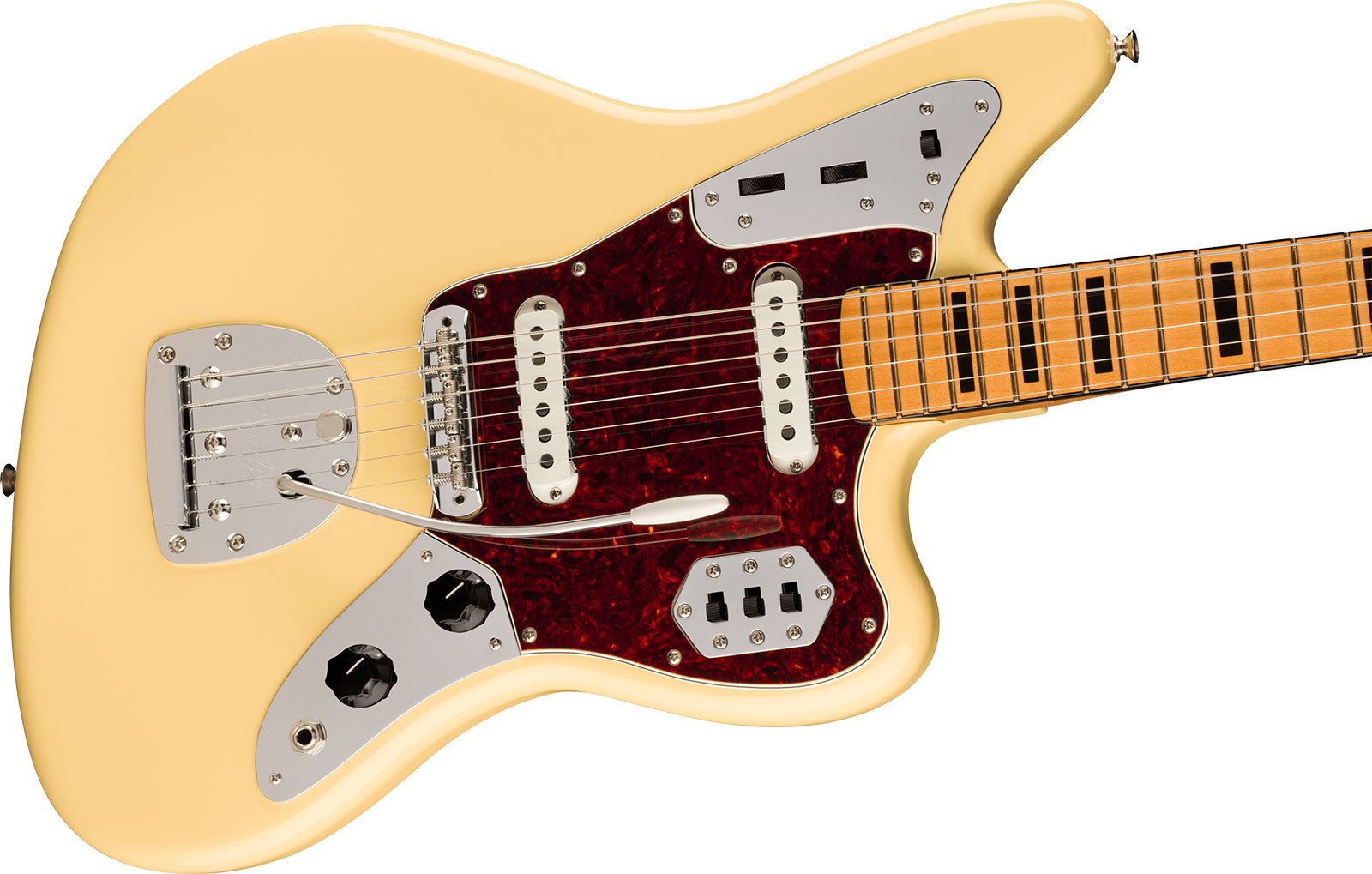 Fender Jaguar 70s Vintera 2 Mex 2s Trem Mn - Vintage White - Retro-Rock-E-Gitarre - Variation 2